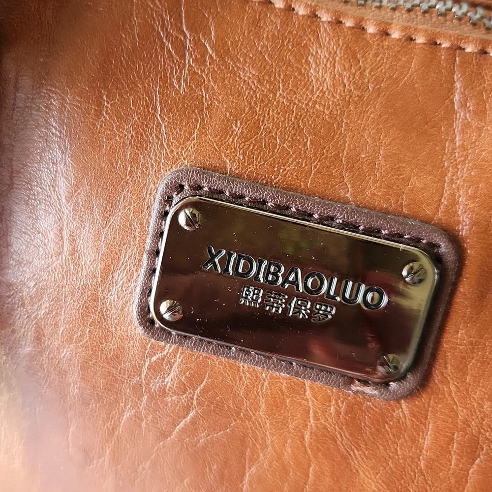Xidibaoluo Faux Leather Satchel Purse‎ tan brown boho